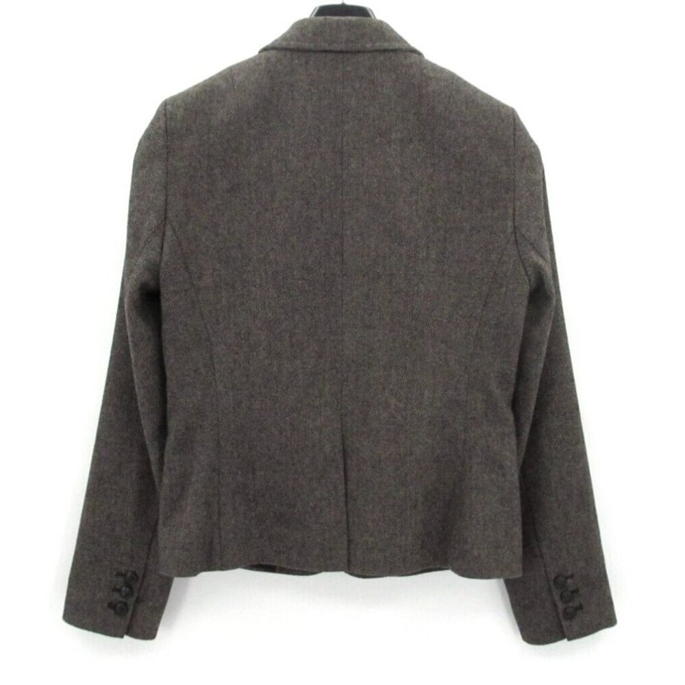 Banana Republic Blazer Jacket Womens Sz 8 Gray Check Wool Lined Two Button Coat - Picture 2 of 16
